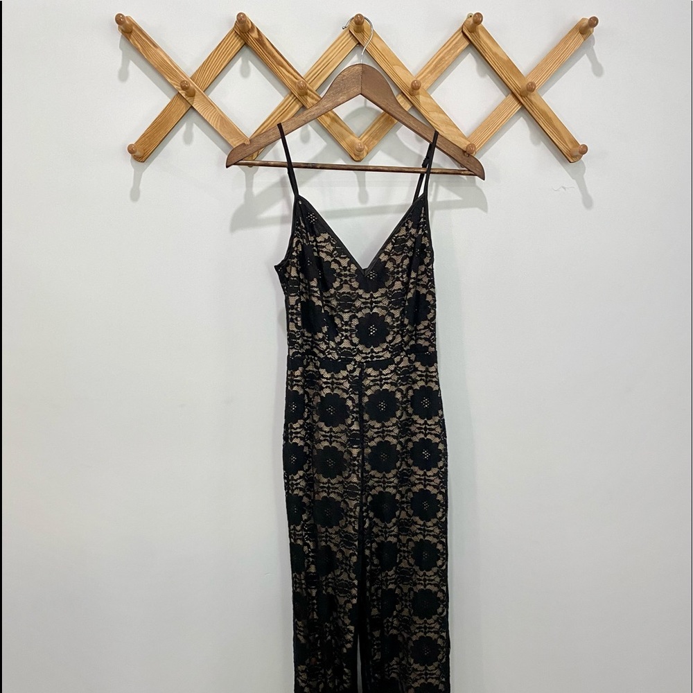 Wide leg black and cream lace jumper
